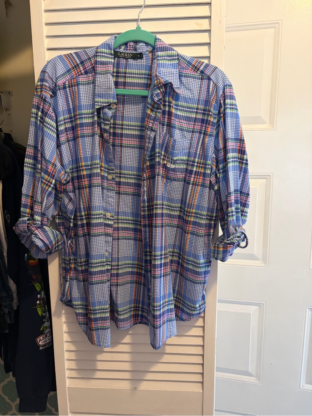 Ralph Lauren Women’s Blue Plaid Cotton Button-Down Shirt